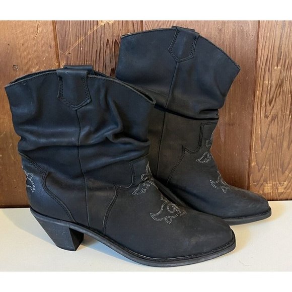 Sterling River Leather Cowboy Boots Black Women Size 9.5 SFW4030 - Picture 3 of 8